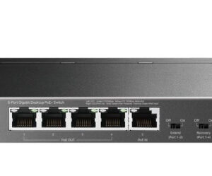 TP-LINK SWITCH GIGABIT DE SOBREMESA DE 5 PUERTOS CON 1 PUERTO POE++ DE ENTRADA Y 4 PUERTOS POE+ DE SALIDA PUERTO: 4× PUERTOS GIGABIT POE+ DE SALIDA, 1× PUERTO GIGABIT POE++ DE ENTRADA SPEC: LOS PUERTOS DE SALIDA POE SOPORTAN 802.3AF/AT, EL PUERTO DE