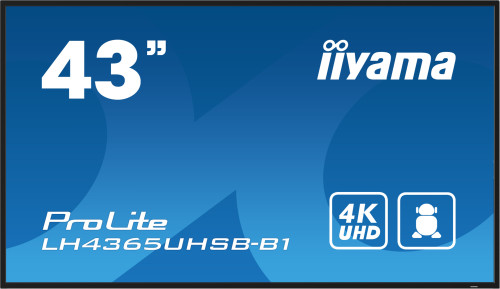 iiyama LH4365UHSB-B1 pantalla de señalización Diseño de quiosco 108 cm (42.5") LED Wifi 800 cd / m² 4K Ultra HD Negro Procesador incorporado Android 11 24/7 - Imagen 2
