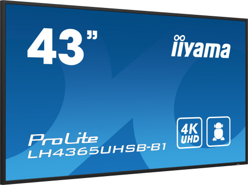 iiyama LH4365UHSB-B1 pantalla de señalización Diseño de quiosco 108 cm (42.5") LED Wifi 800 cd / m² 4K Ultra HD Negro Procesador incorporado Android 11 24/7 - Imagen 4
