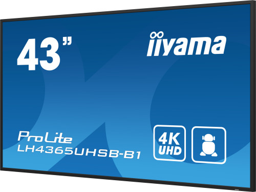 iiyama LH4365UHSB-B1 pantalla de señalización Diseño de quiosco 108 cm (42.5") LED Wifi 800 cd / m² 4K Ultra HD Negro Procesador incorporado Android 11 24/7 - Imagen 8