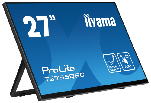 MONITOR IIYAMA 27" IPS BONDED PCAP 10P TOUCH, MPP2.0 (ACTIVE STYLUS) SUPPORTED, 2560X1440, FLAT BEZEL FREE GLASS FRONT, HDMI, DISPLAYPORT, 360CD/M², USB HUB 2X 3.2, SPEAKERS, BOOKSTAND (T2755QSC-B1) - Imagen 4