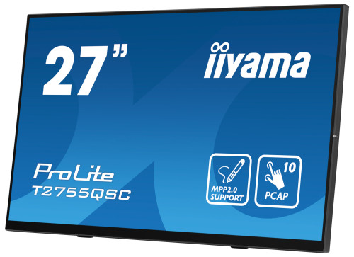 MONITOR IIYAMA 27" IPS BONDED PCAP 10P TOUCH, MPP2.0 (ACTIVE STYLUS) SUPPORTED, 2560X1440, FLAT BEZEL FREE GLASS FRONT, HDMI, DISPLAYPORT, 360CD/M², USB HUB 2X 3.2, SPEAKERS, BOOKSTAND (T2755QSC-B1) - Imagen 8