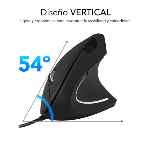 SUBBLIM Ratón GLIDE VERTICAL ERGO WIRED MOUSE BLACK - Imagen 4