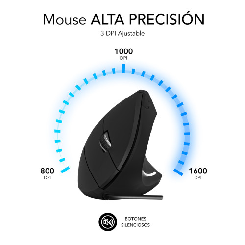 SUBBLIM Ratón GLIDE VERTICAL ERGO WIRED MOUSE BLACK - Imagen 5
