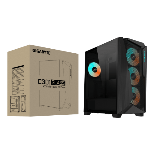 GIGABYTE C301 GLASS Midi Tower Negro - Imagen 8