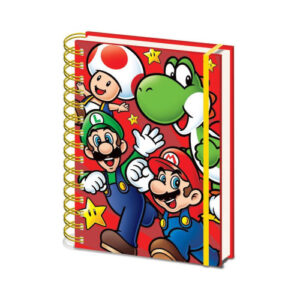 CUADERNO A5 CON ESPIRAL PERSONAJES SUPER MARIO 21 X 15 CM