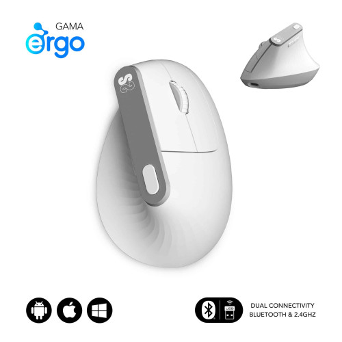 SUBBLIM NATURE VERTICAL ERGO DUAL MOUSE BATTERY WHITE - Imagen 2
