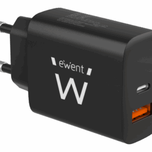 Ewent EW1319 cargador de dispositivo móvil Universal Negro Corriente alterna Carga rápida Interior
