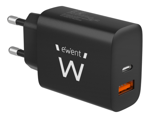 Ewent EW1319 cargador de dispositivo móvil Universal Negro Corriente alterna Carga rápida Interior