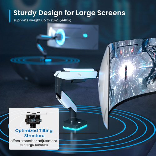 Ewent EW1509 soporte para monitor 124,5 cm (49") Negro, Blanco Escritorio - Imagen 5