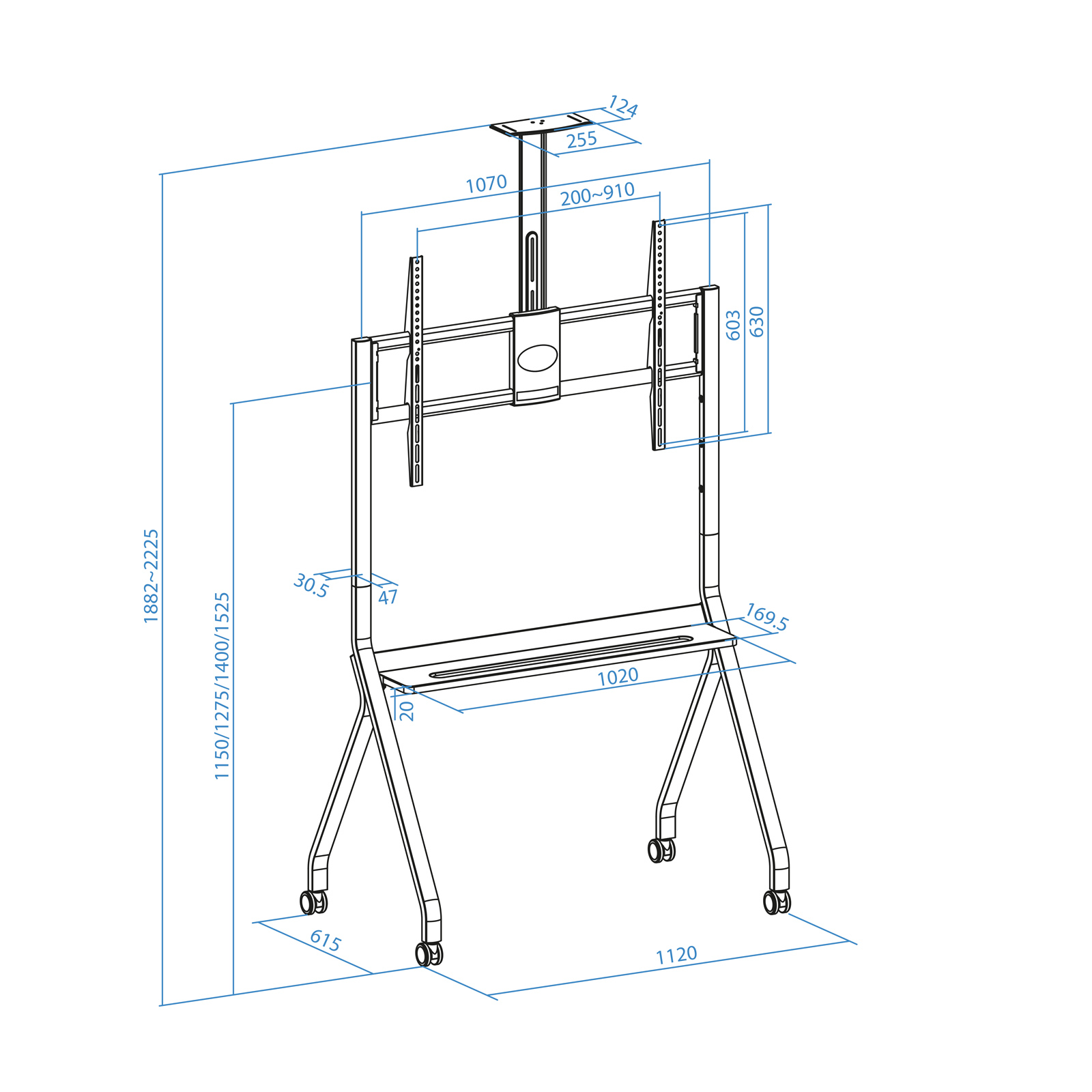 TOOQ SOPORTE SUELO RUEDAS "iSTAR" FS20208M-B, PARA PANTALLAS - Imagen 10