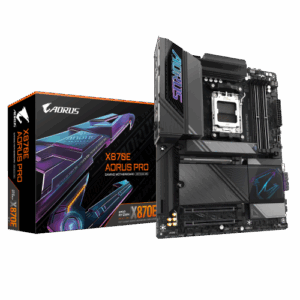 GIGABYTE Placa base X870E AORUS PRO - Compatible con CPUs AMD Ryzen 9000, VRM digital de 16+2+2 fases, hasta 8000MHz DDR5 (OC), 4xPCIe 5.0 + 4xM.2, Wi-Fi 7, LAN 2.5GbE, USB 3.2 Gen 2x2