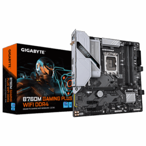 GIGABYTE B760M GAMING PLUS WIFI DDR4 Placa base - Compatible con procesadores Intel Core de 14ª generación, VRM de 4+1+1 fases, hasta 5333 MHz DDR4 (OC), 2xPCIe 4.0 M.2, Wi-Fi 6, LAN 1 GbE, USB 3.2 Gen 1