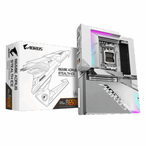 GIGABYTE B650E AORUS STEALTH ICE - Compatible con CPUs AMD Ryzen 9000, VRM de 12+2+2 fases, hasta 8000MHz DDR5 (OC), 1xPCIe 5.0 M.2 + 3xPCIe 4.0 M.2, Wi-Fi 7, LAN 2.5GbE, USB 3.2 Gen 2x2