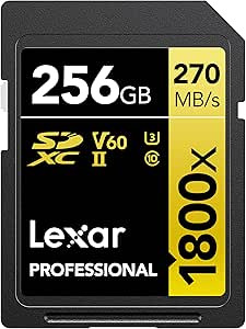 LEXAR 256GB PROFESSIONAL 1800X SDXC UHS-II CARDS, UP TO