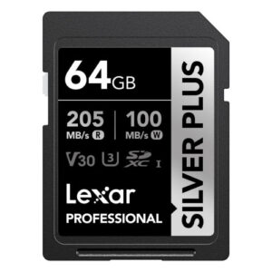 LEXAR 64GB PROFESSIONAL SILVER PLUS SDXC UHS-I CARDS, UP
