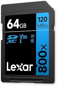 LEXAR 64GB PROFESSIONAL 800X PRO SDXC UHS-I CARDS, UP TO