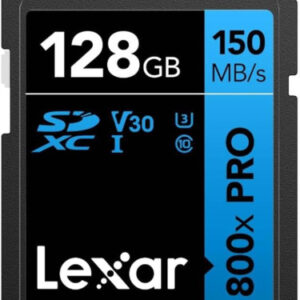LEXAR 128GB PROFESSIONAL 800X PRO SDXC UHS-I CARDS, UP TO 150MB/S READ 45MB/S WRITE C10 V30 U3