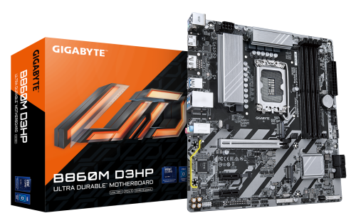 GIGABYTE B860M D3HP Placa base - CPUs Intel Core Ultra, VRM de 4+1+2+1 fases, hasta 9066MHz DDR5, 2xPCIe 4.0 M.2, LAN GbE, USB 3.2 Gen 1