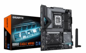 GIGABYTE B860 EAGLE WIFI6E Placa base - CPUs Intel Core Ultra, VRM de 12+1+2+1 fases, hasta 9066MHz DDR5, 1xPCIe 5.0 + 2xPCIe 4.0 M.2, LAN 2,5 GbE, WIFI 6E, USB 3.2 Gen 2x2