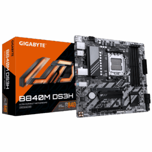 GIGABYTE B840M DS3H Placa base - Procesadores AMD Ryzen 9000, VRM de 8+2+2 fases, hasta 8200 MHz DDR5, 2xPCIe 4.0 M.2, LAN 2.5GbE, USB 3.2 Gen 1