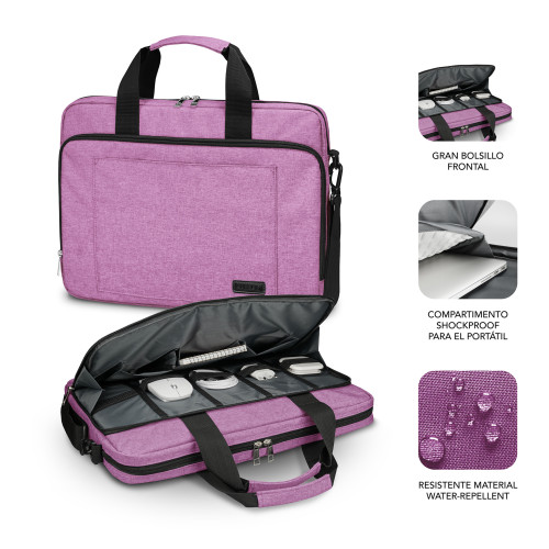 SUBBLIM Maletín Ordenador Air Padding Laptop bag 15,6" Rosa - Imagen 4
