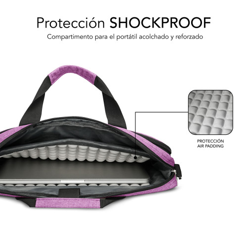 SUBBLIM Maletín Ordenador Air Padding Laptop bag 15,6" Rosa - Imagen 5