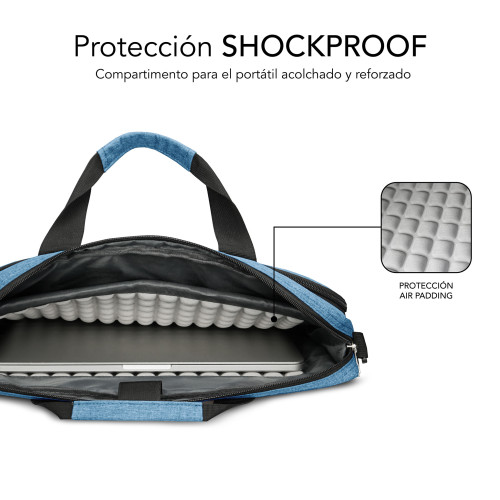 SUBBLIM Maletín Ordenador Air Padding Laptop bag 15,6" Azul - Imagen 5