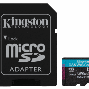 Kingston Technology Tarjeta microSDXC Canvas Go Plus Gen4 de 128 GB, 200 MB/s, A2 U3 V30 y adaptador