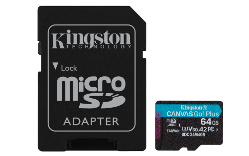 Kingston Technology Tarjeta microSDXC Canvas Go Plus Gen4 de 64 GB, 200 MB/s, A2 U3 V30 y adaptador - Imagen 2