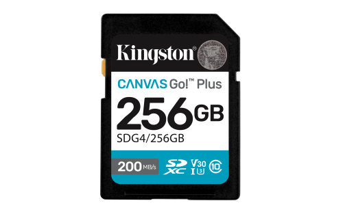 Kingston Technology 256GB SDXC Canvas Go Plus Gen4 200MB/s C10 UHS-I U3 V30