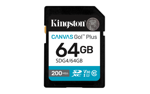 Kingston Technology 64GB SDXC Canvas Go Plus Gen4 200MB/s C10 UHS-I U3 V30