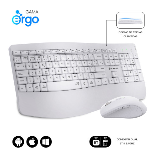 SUBBLIM Teclado con ratón COMBO DUAL OFFICE PROWAVE WHITE - Imagen 2