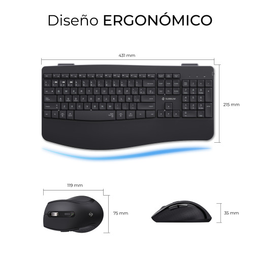 SUBBLIM Teclado con ratón COMBO DUAL OFFICE PROWAVE BLACK - Imagen 5
