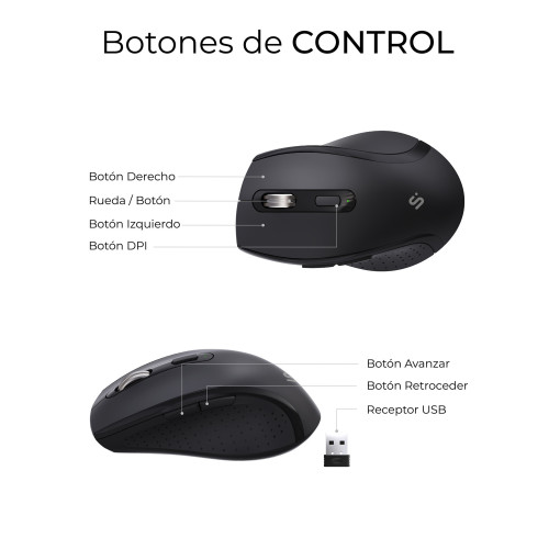 SUBBLIM Teclado con ratón COMBO DUAL OFFICE PROWAVE BLACK - Imagen 8