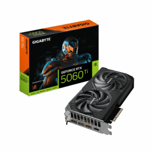 GIGABYTE GeForce RTX 5060 Ti WINDFORCE 16G Tarjeta Gráfica – 16 GB GDDR7, 128 bits, PCI-E 5.0, 2572 MHz Frecuencia del núcleo, 3 x DisplayPort, 1 x HDMI, GV-N506TWF2-16GD