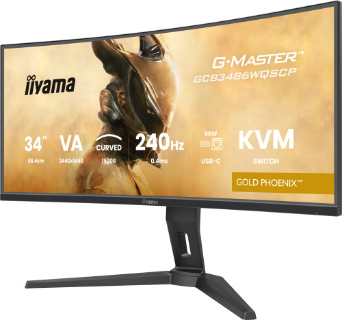 MONITOR IIYAMA G-MASTER GCB3486WQSCP-B1, 34", 1500R, 240HZ, USB-C (95W), KVM, LAN, 500CD - Imagen 2