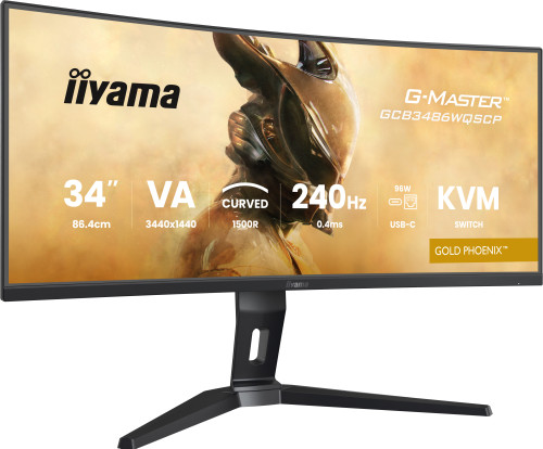 MONITOR IIYAMA G-MASTER GCB3486WQSCP-B1, 34", 1500R, 240HZ, USB-C (95W), KVM, LAN, 500CD - Imagen 3