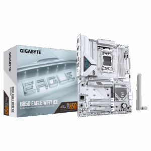 GIGABYTE B850 EAGLE WIFI7 ICE Placa base - Procesadores AMD Ryzen serie 9000, VRM digital de 8+2+2 fases, hasta 8200 MHz DDR5 (O.C.), 1x M.2 PCIe 5.0 + 2x M.2 PCIe 4.0, Wi-Fi 7, LAN 2.5 GbE, USB 3.2 Gen 2
