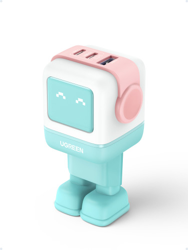 Ugreen Uno RG 65W 3-Port GaN Fast Charger pink blue Ordenador portátil, Teléfono móvil, Portátil, Tableta, Teléfono Azul Corriente alterna Carga rápida Interior - Imagen 2