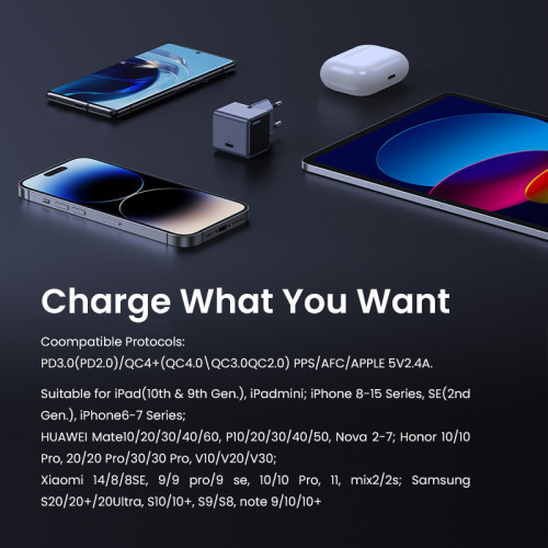 Ugreen Nexode S 30W USB-C GaN Fast Charger EU gray Teléfono móvil, Batería portátil, Teléfono Gris Corriente alterna Interior - Imagen 14