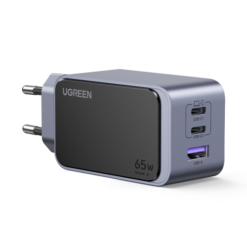 Ugreen Nexode Air 65W sieninis kroviklis, USB + 2x USB-C pilkos spalvos Ordenador portátil, Teléfono móvil, Ratón, Portátil, Batería portátil, Tableta Gris Corriente alterna Carga rápida Interior - Imagen 2