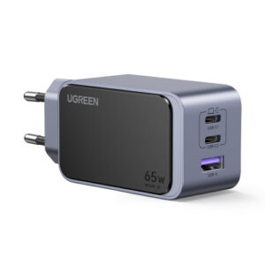 Ugreen Nexode Air 65W sieninis kroviklis, USB + 2x USB-C pilkos spalvos Ordenador portátil, Teléfono móvil, Ratón, Portátil, Batería portátil, Tableta Gris Corriente alterna Carga rápida Interior