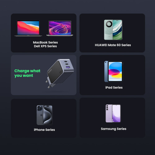 Ugreen Nexode Air 65W sieninis kroviklis, USB + 2x USB-C pilkos spalvos Ordenador portátil, Teléfono móvil, Ratón, Portátil, Batería portátil, Tableta Gris Corriente alterna Carga rápida Interior - Imagen 14