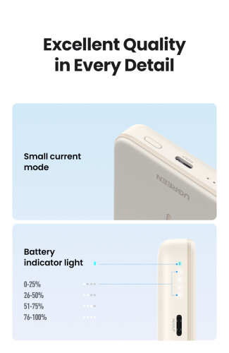 Ugreen 25208 batería externa 10000 mAh Cargador inalámbrico Beige - Imagen 13