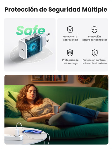 Ugreen 60450 cargador de dispositivo móvil Universal Blanco Corriente alterna Carga rápida Interior - Imagen 9