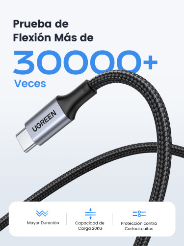 Ugreen 70427 cable USB USB 2.0 1 m USB C Negro, Plata - Imagen 8