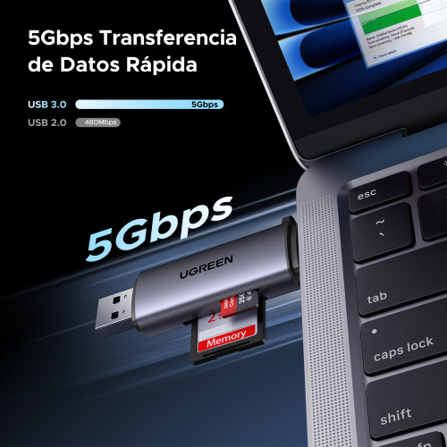 Ugreen 50706 lector de tarjeta USB/Micro-USB Plata - Imagen 4