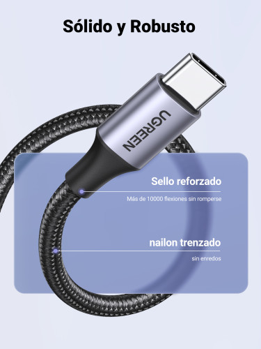 Ugreen 60126 cable USB 1 m USB C USB A Negro, Gris - Imagen 6