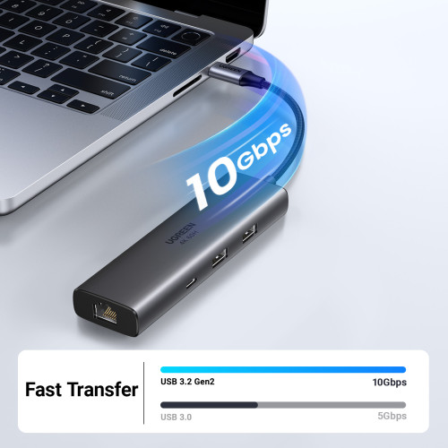 Ugreen REVODOK 6-IN-1 4K@60HZ HDMI ETH DOCK Acoplamiento Base Gris - Imagen 4